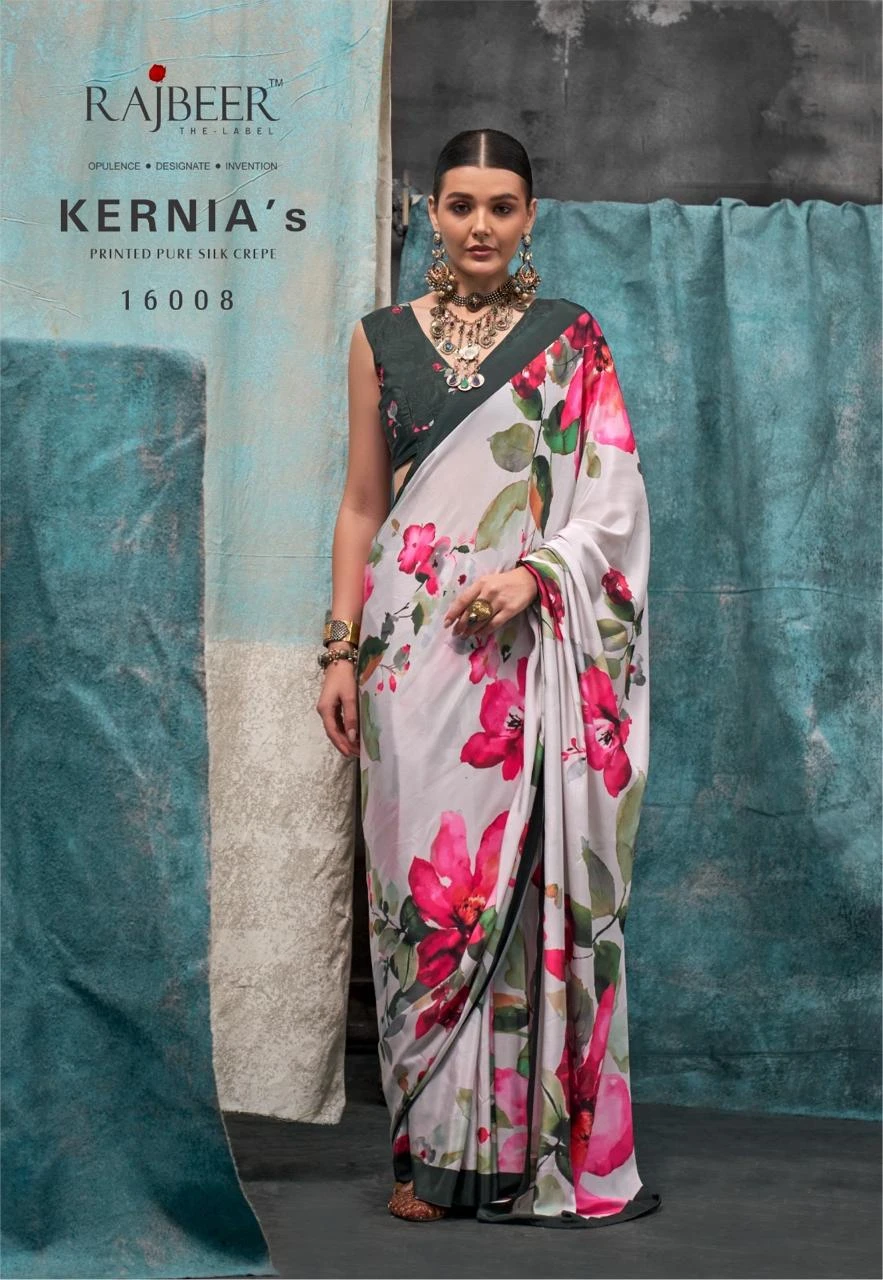 Rajbeer Kernia’S Pure Crape Wholesale Fancy Sarees Catalog — Wholesale Sarees, MPA wholesale from Surat — view 9